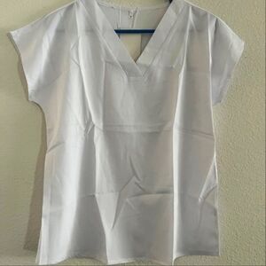 White V-Neck Women's Top